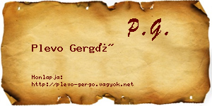Plevo Gergő névjegykártya